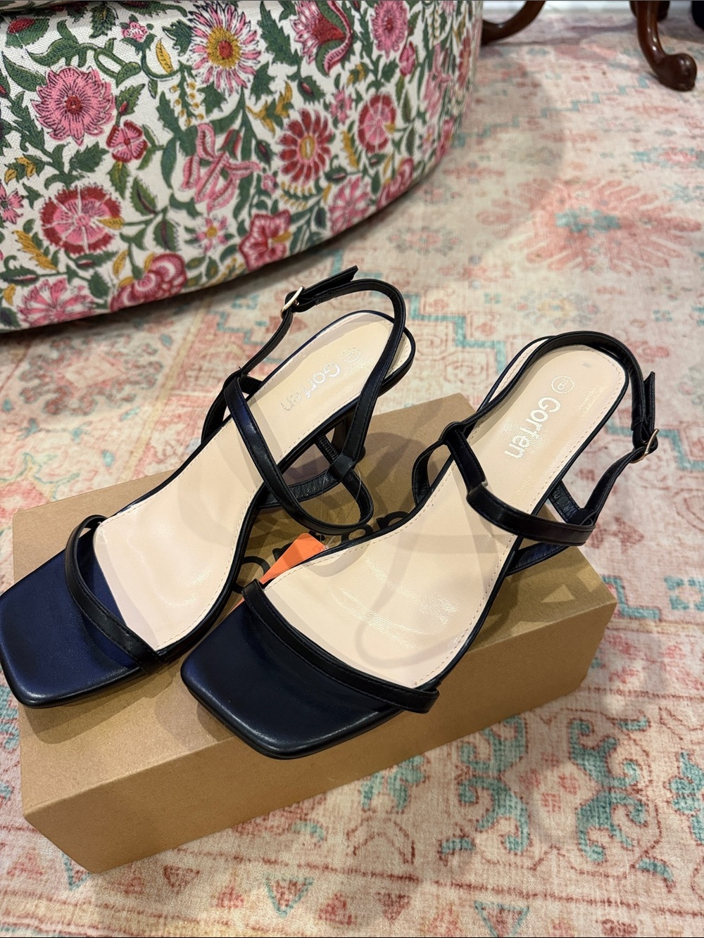 Women’s Black Strappy Kitten Heels